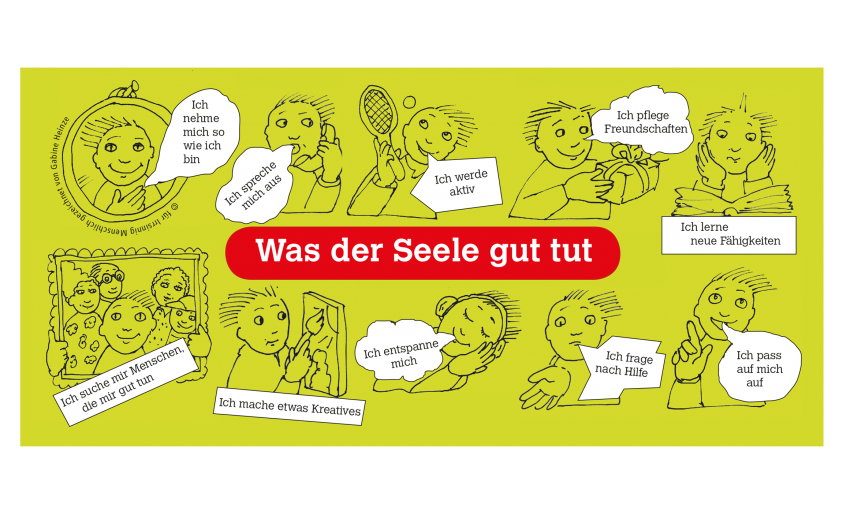 Karte: Was der Seele gut tut Hilfebox - Irrsinnig Menschlich e.V.